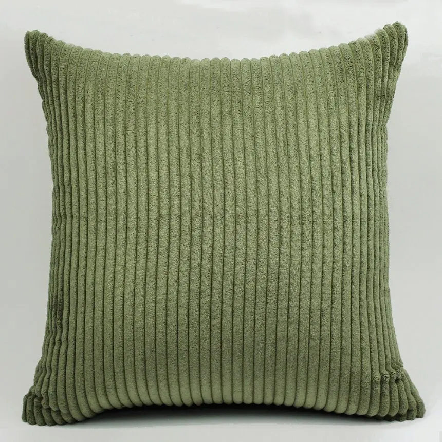 army green Для диванных подушек, наволочки для подушек в полоску вельвет 30x45/40х40/размером 45*45/40x60/50x50 мм/55x55/60x60 см Декоративные пледы подушка для дома наволочка крышка - Цвет: army green