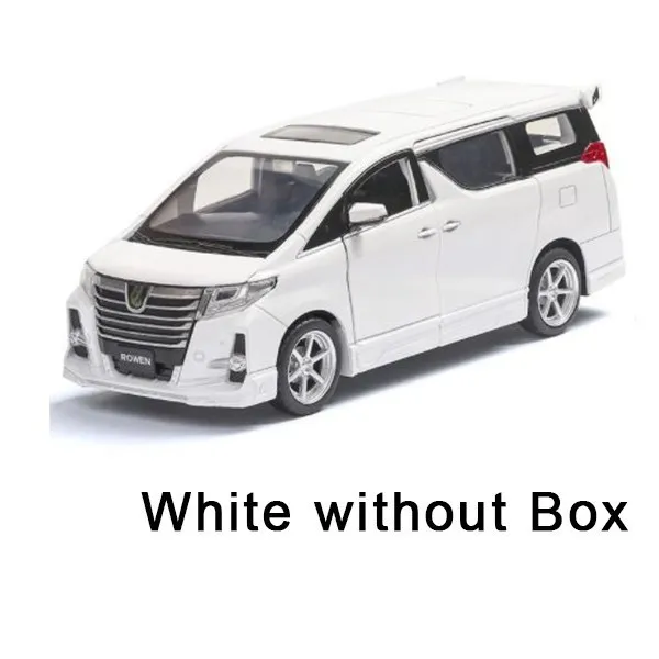 white without box Модель автомобиля Toyota Elfa, игрушечный автомобиль-няня, Черный игрушечный автомобиль, светильник с функцией оттягивания, модифицированный автомобиль, 6 дверей, можно открыть - Цвет: white without box