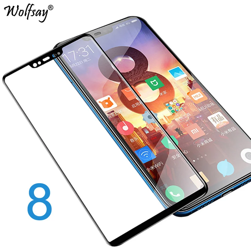 Protector de pantalla de vidrio templado para Xiaomi Mi 8, pel&iacute;cula antiexplosi&oacute;n para Xiaomi Mi 8, 9H, 2 uds.-1