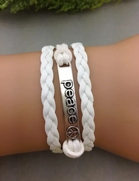 1 шт Подарочный браслет крест цепочки из воска Плетеная кожа античное серебро