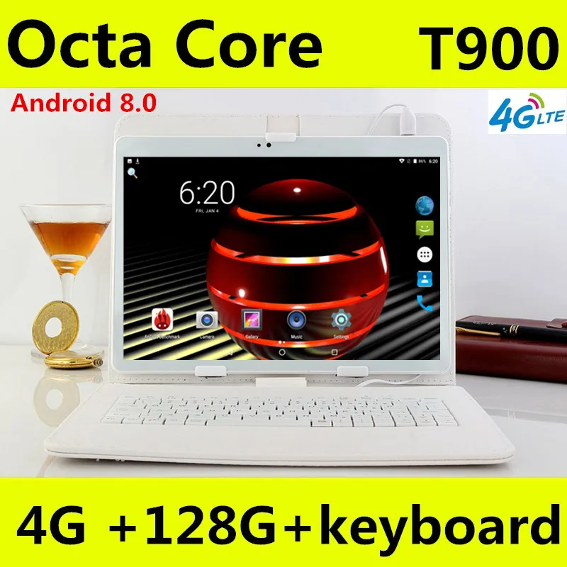 Android 8,0, gps планшет, 10 дюймов, планшет, четыре ядра, 3G, 4G, FDD, LTE, телефонные звонки, 4 Гб ram, 128 ГБ rom, две sim-карты, МП, Wifi, Bluetooth+ подарок - Комплект: 128G add keyboard