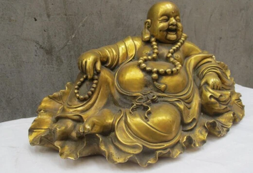 Китайская народная медная Бронзовая статуэтка ying6868 002530 8 дюймов счастливый смех