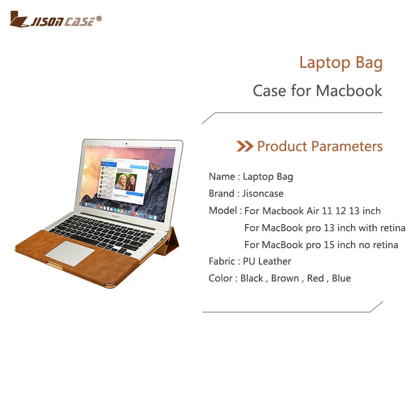Jisoncase кожаный чехол-подставка для MacBook Air Pro retina 11 12 13 15 дюймов Чехол-книжка роскошные сумки для ноутбуков чехол s PU