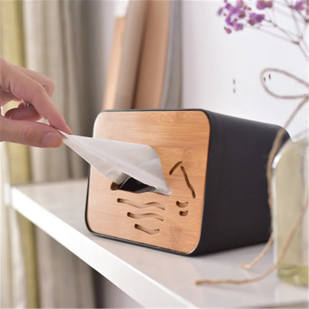 Creative Tissue Box Holder Nordic Style Wood Cover Removable Tissue Case Paper Dispenser Home Office Kitchen Napkin Organizer - Цвет: type 4