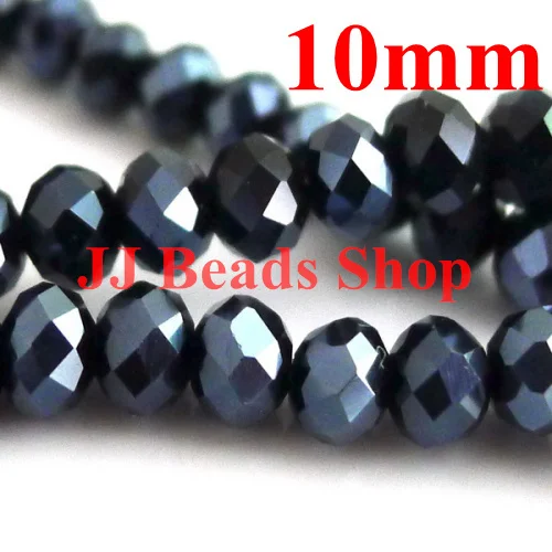 

12.2USD/360pcs 10mm AAA top quality crystal glass 5040 rondelle beads black hematite colour 360pcs/lot R0100435