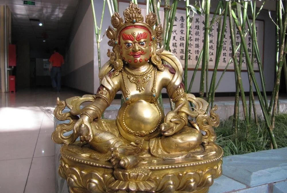 Tibet 100% Pure Copper bronze 24K Gold gild Yellow Jambhala Buddha Statue | Дом и сад