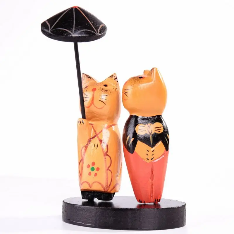 Ручная работа японский Деревянный кот любовь мебель фигурки домашний декор