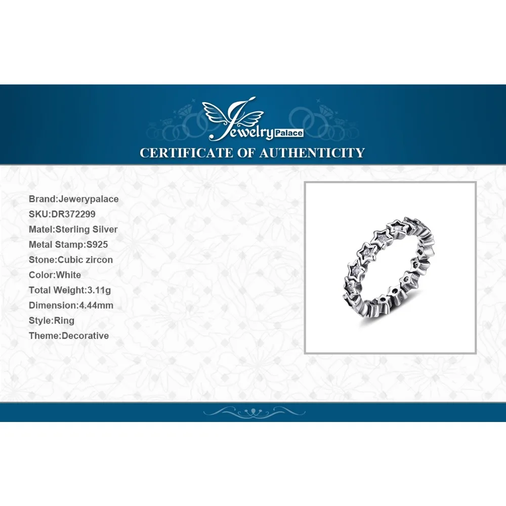 Jewelrypalace 100% 925 пробы серебро Мода звездное небо стекируемые перстни для девочек