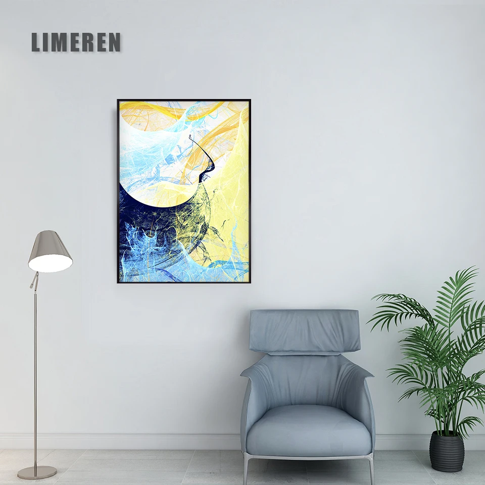 Скандинавский сапфир синий океан море Абстрактная Картина на холсте Настенная