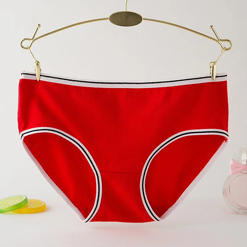 Bright red Однотонные мягкие дышащие женские трусы, популярное нижнее белье для талии, 1 шт., трусы, хлопковая одежда, аксессуары для женщин - Цвет: Bright red