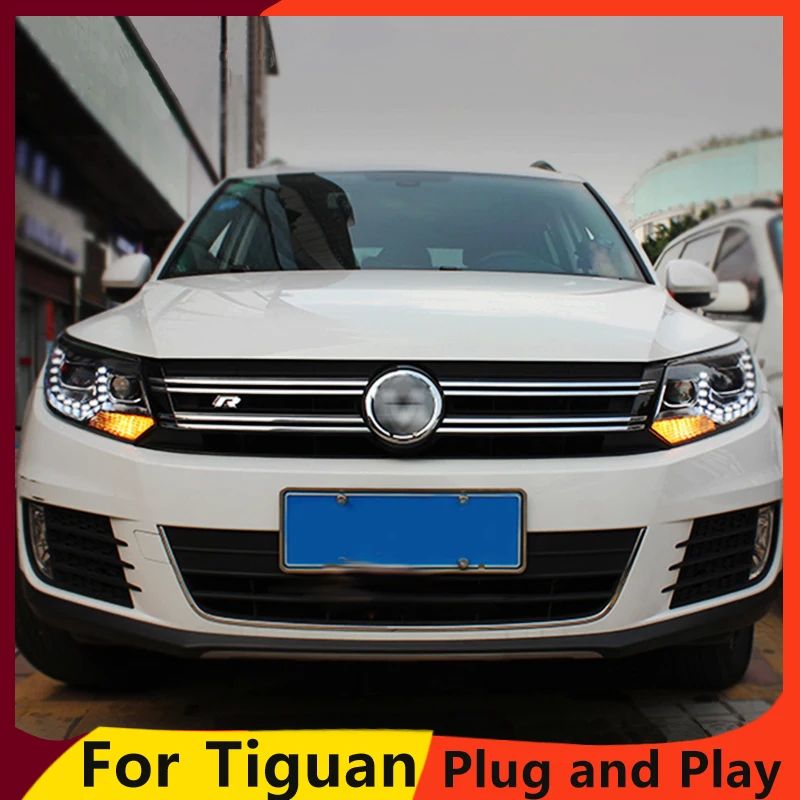 KOWELL автомобильный Стайлинг для VW Tiguan фары 2013 Tiguan светодиодный фонарь светодиодный DRL Биксеноновые линзы фары дальнего ближнего света для парковки
