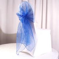 25pcs chair bows sashes royal blue new organza chair sashes bow wedding and events supplies party decoration with free shipping