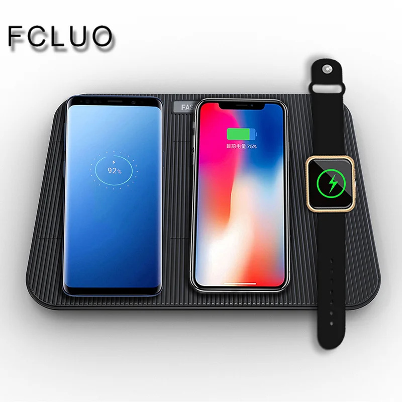 4 в 1 QI Быстрое беспроводное зарядное устройство подставка Складная для iPhone 8 X XR XS