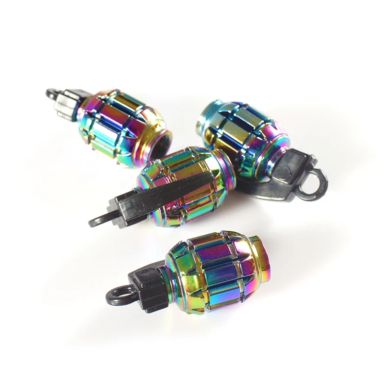 Auto Bicycle Bike Car Tire Valve Caps Tyre Wheel Air Stems Cover Airtight Rims Bike Valve Cap Gre-nade Design Cycling Accessory