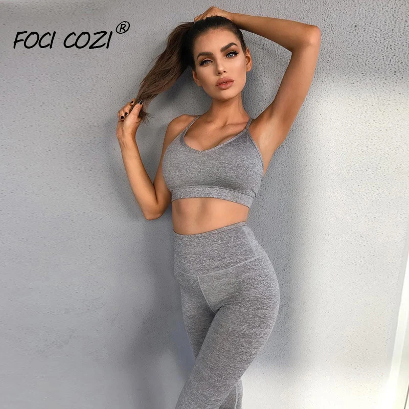 

NEW STORE Sling Vest Women Tracksuit Summer Clothes For Women Gym Sport Gray Leggings Blue Sleeveless 2 Piece Set Top And Pants