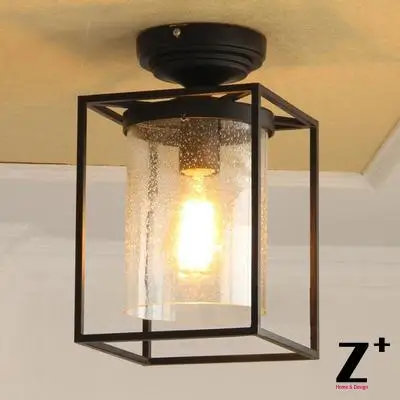 Edison lights American Industrial style ceiling lamp vintage bubble glass black iron flush mount light | Освещение