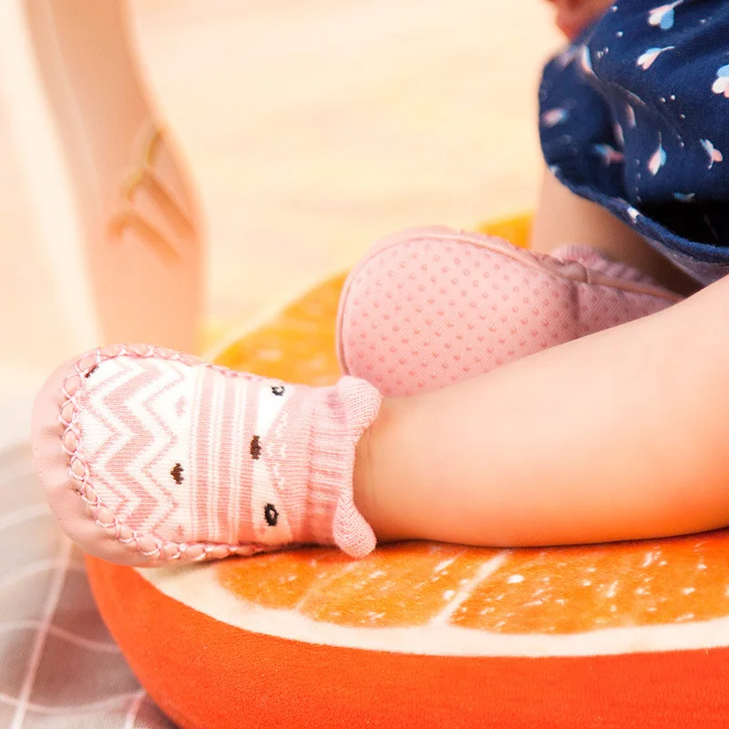 Носки для новорожденных Симпатичные Мультяшные Нескользящие с кожаной основой