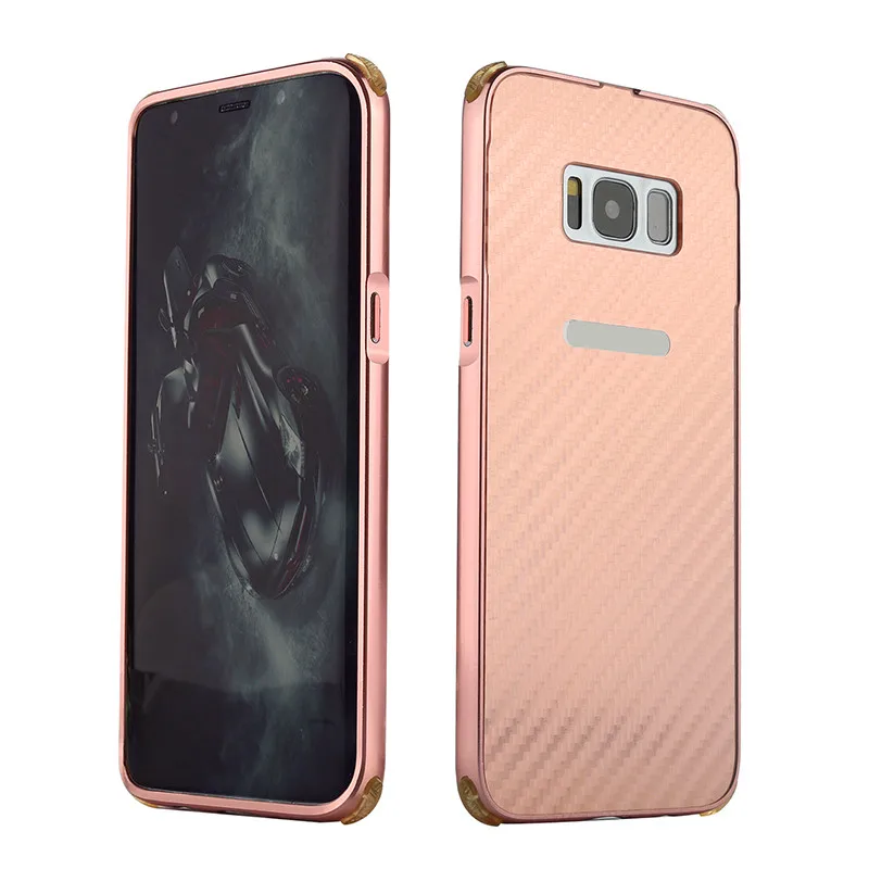 For Samsung S 8 S8 Case Metal Frame with Carbon Fiber Hard Cover for Galaxy G950 G9500 Shockproof |