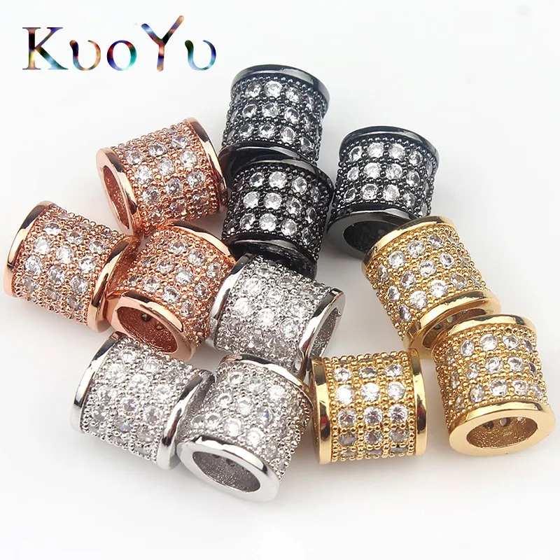 3 шт./лот цилиндрические кристаллические очаровательные бусины из латуни и