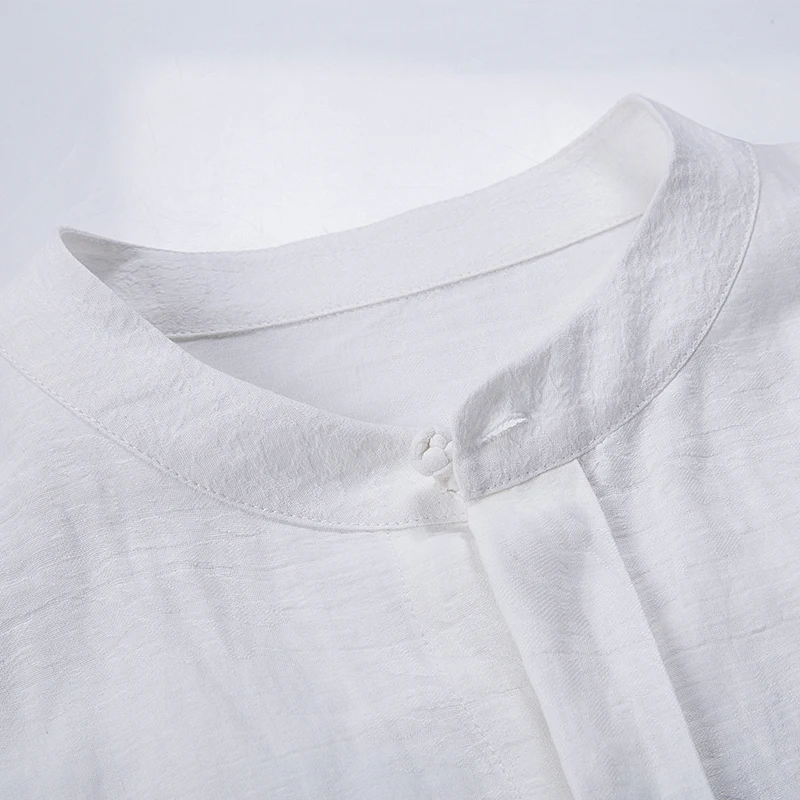 Новинка хлопковые одноцветные рубашки с длинным рукавом в китайском стиле