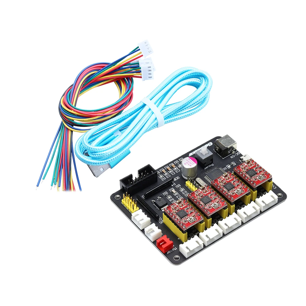 EleksIVAxis XYZA 4 Axis Stepper Motor Driver Controller Board Control Panel + USB Cable 2P+ 3P+4P Lines For DIY Laser Engraver |