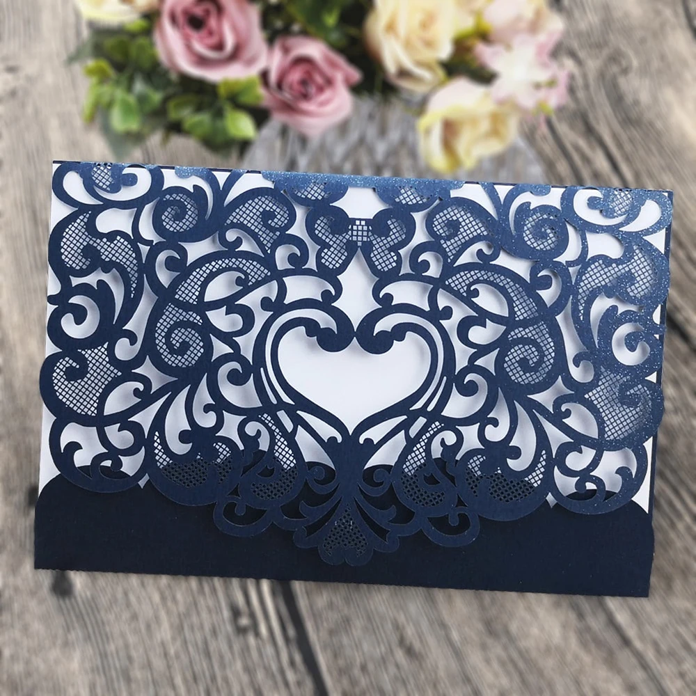 10 упаковок Романтических Свадебных Пригласительных открыток изящные резные