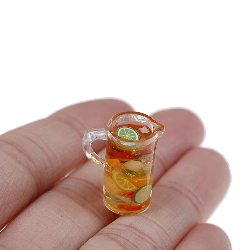 

1Pc 1/12 Dollhouse Miniature Accessories Mini Resin Fruit Tea Cup Simulation Miniature Drinks Model Toy Doll Home Decoration