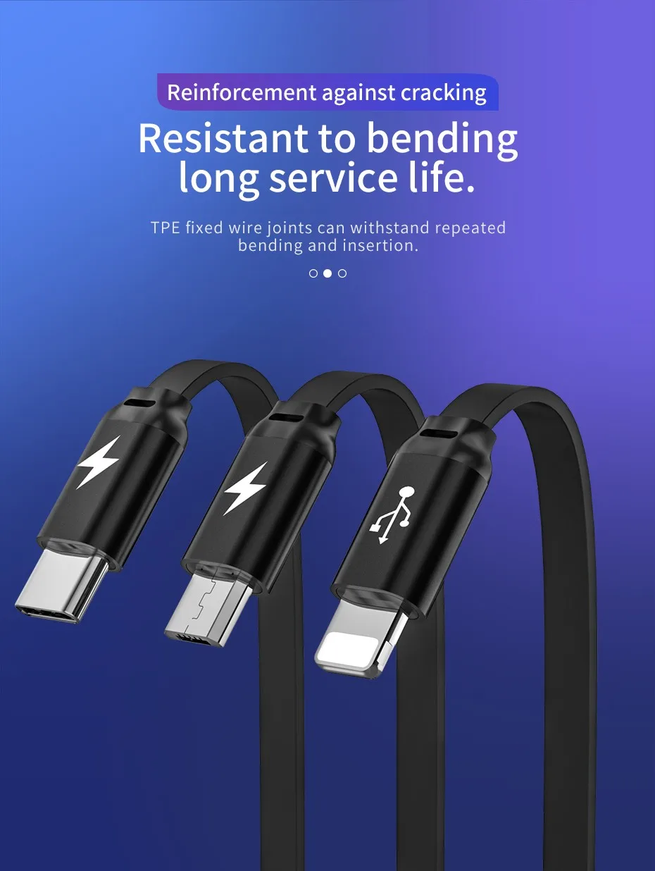 HOCO 3 в 1 usb зарядный кабель гибкий Регулируемый USB Быстрый зарядный кабель Micro USB+ USB 3,1 Тип C для iPhone samsung huawei