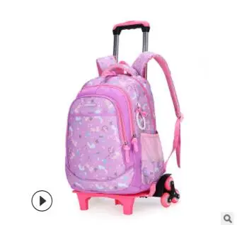 6 wheels purple Детский Школьный рюкзак с колесами, Детские рюкзаки на колесиках, Детская сумка на колесиках для девочек, дорожный Рюкзак-тележка сумка для детей - Цвет: 6 wheels purple