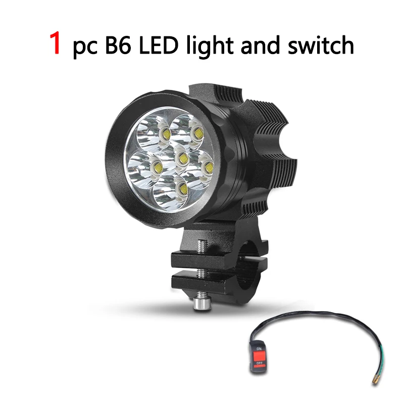 1 pc B6 and switch DERI 60 Вт Универсальный мотоциклетный светодиодный фонарь для вождения, точечный фонарь, противотуманная фара, белый трехколесный самокат мотороллер фара - Испускаемый цвет: 1 pc B6 and switch