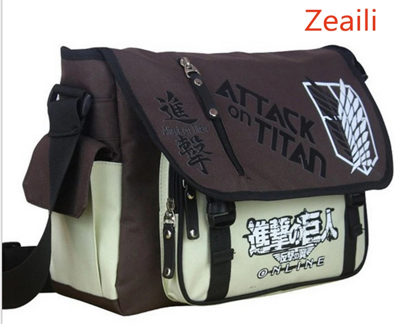 Аниме Shingeki no Kyojin, сумка на плечо, атака на титанов, слинг, школьные сумки, сумка-мессенджер, дорожная мужская сумка