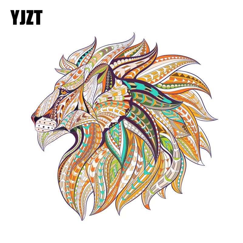 

YJZT 13.2CM*13.2CM Fashion Lion Head PVC Motorcycle Car Sticker 11-00635
