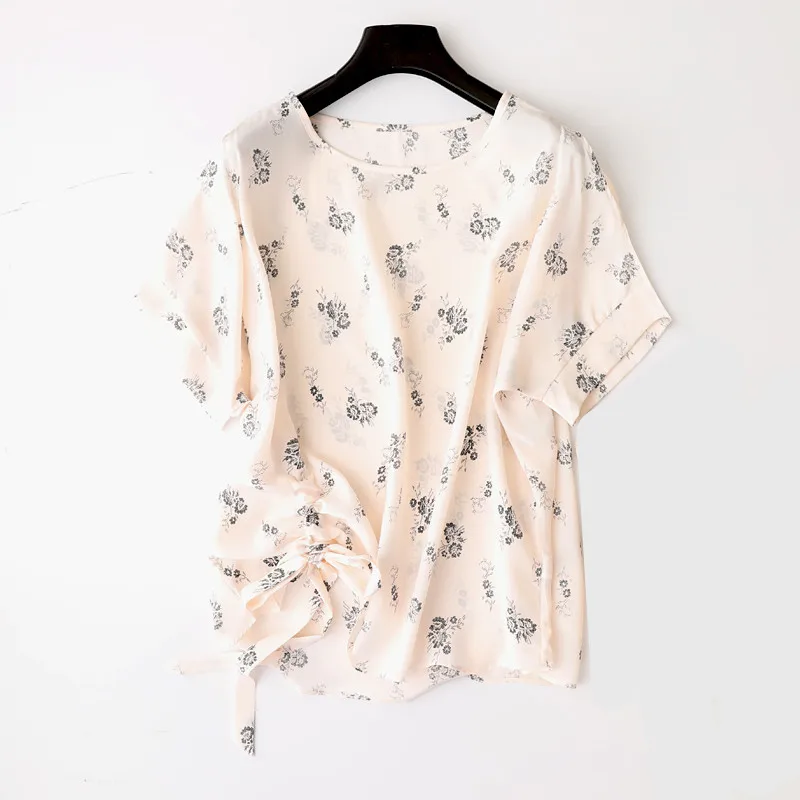Женская шелковая блузка лето 100% натуральный шелк топы и блузки для женщин с