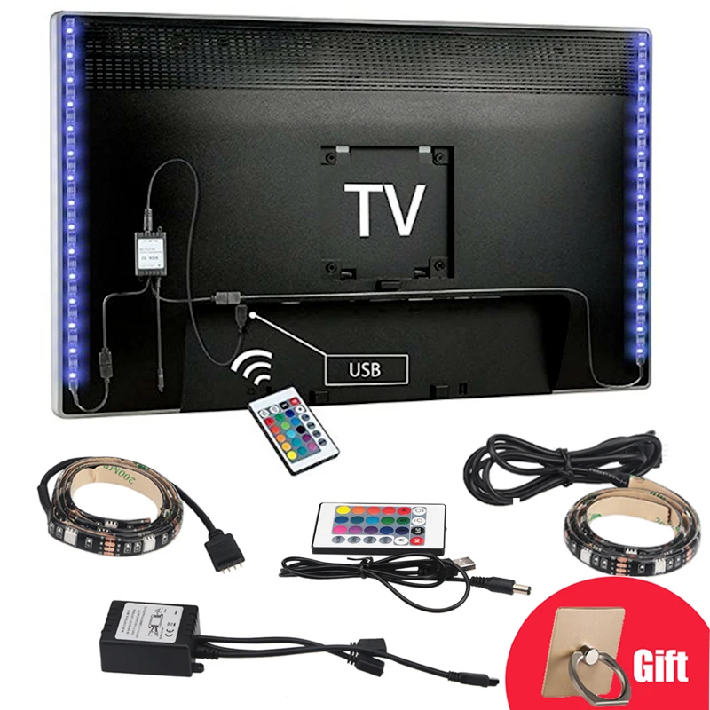 Светодио дный led PC ТВ ПОДСВЕТКА 2X50 см USB RGB полосы 5050 SMD водостойкие гибкие комплект