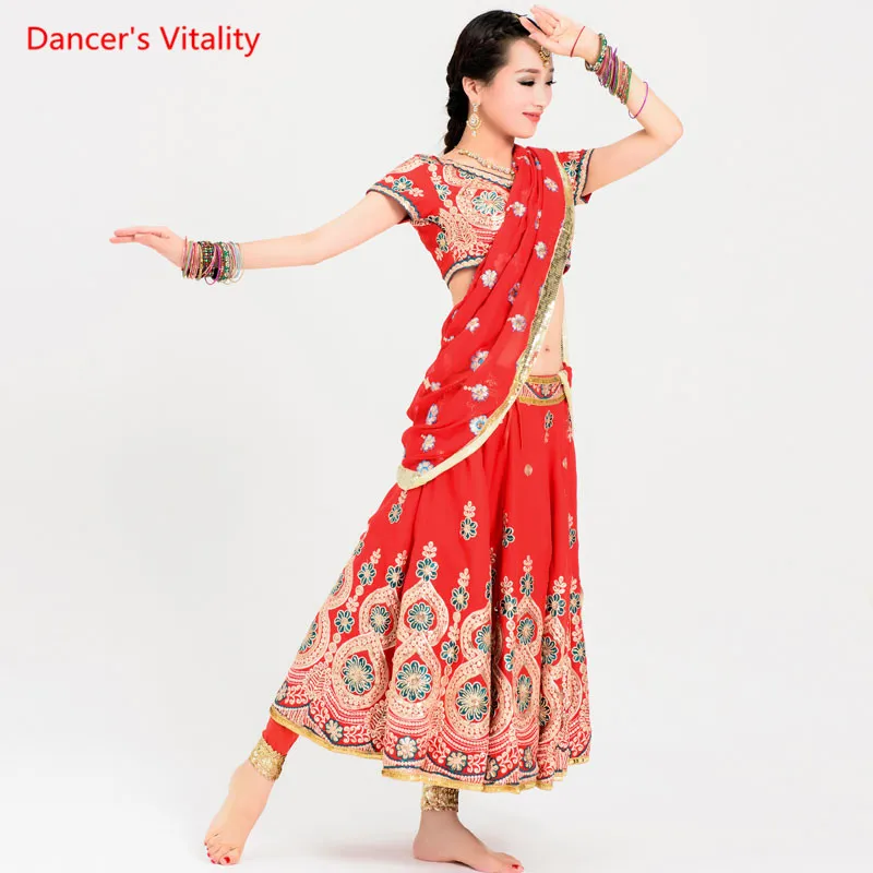 

Women Belly Dance Costume Sets Adult female India Dancing Suit Lady's Belly Dance Costume Stage Performance Clothing 4pcs/Set