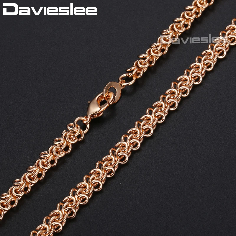 Ожерелье Davieslee LCN13 для мужчин и женщин колье из розового золота 585 пробы с