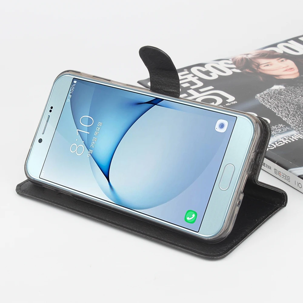 Чехол От hongbaiwei для samsung Galaxy A8 2016 кожаный зернистый личи флип Роскошный кошелек