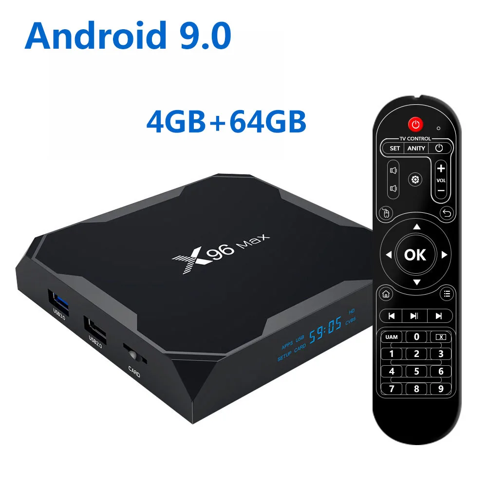 9.0 4G 64G TV BOX X96 Max Smart tv box Android 9,0 2,4G/5G Wifi Bluetooth 4,0 S905X2 Четырехъядерный 4K Netflix плеер X96max телеприставка - Цвет: 9.0 4G 64G TV BOX