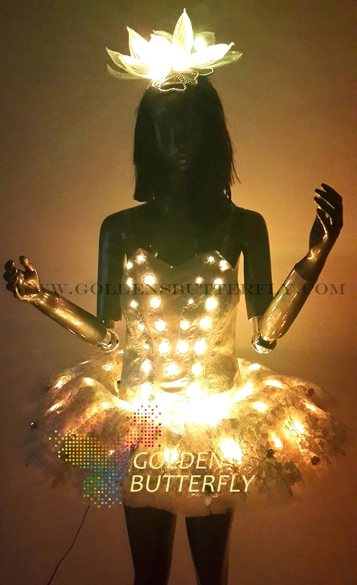 LED Clothing Glowing Dress Fashion Luminous Headdress Talent Show Women Clothes Ballroom Mechanical Dance Accessories | Тематическая