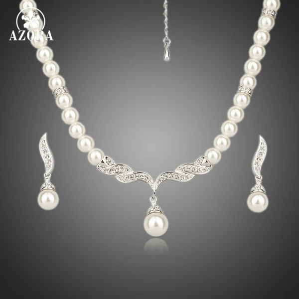 Серьги и ожерелье из жемчуга цвет белое золото|earrings and necklace|jewelry setsnecklace earrings |