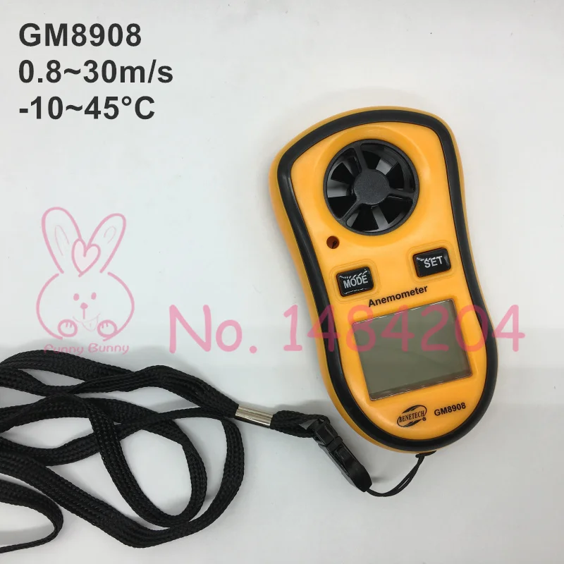 Цифровой анемометр GM8908 скорость воздуха 0 8-30 м/с температура-10-45 C измеритель