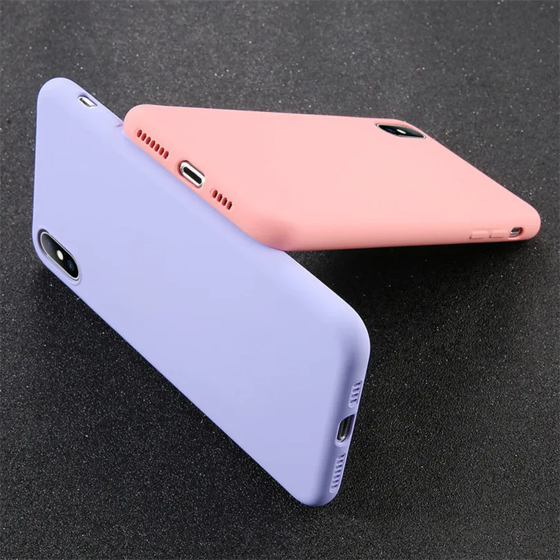 USLION For iPhone 11 Pro Max 6s 7 8 Plus Case Candy Solid Color Silicone Phone Cases X XR XS Nax Soft TPU Back Cover |