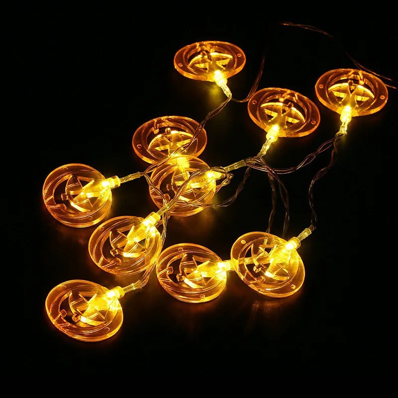10 LED Хэллоуин украшения тыквы/Призрак/паук/Череп веревка подвесной фонарь