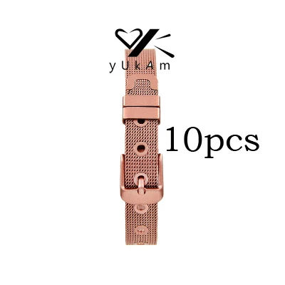10pcs Pink YUKAM для женщин и девочек из нержавеющей стали фиолетовый кофе розовый лаванда Синий Сетка Хранитель браслеты Набор для DIY слайд талисманы ювелирных изделий - Окраска металла: 10pcs Pink