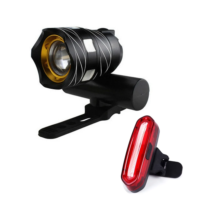 set 1 XC USHIO USB Перезаряжаемый светодиодный велосипедный фонарь масштабируемый 15000лм T6 светодиодный передний фонарь для велосипеда 3 режима велосипедная фара - Цвет: set 1