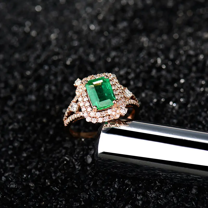 Обручальные кольца LANMI из розового золота 14 к с натуральным изумрудом|ring design|gold
