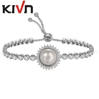 KIVN Jewelry Adjustable CZ Cubic Zirconia Women Girl Wedding Bridal  Simulated Pearl Bracelets Birthday Gifts 6pcs Lot Wholesale