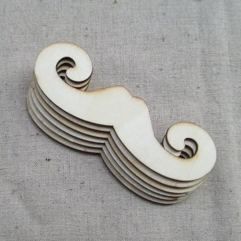 

50x Laser cut Mustache shape unifinished wood crafts wedding decoration