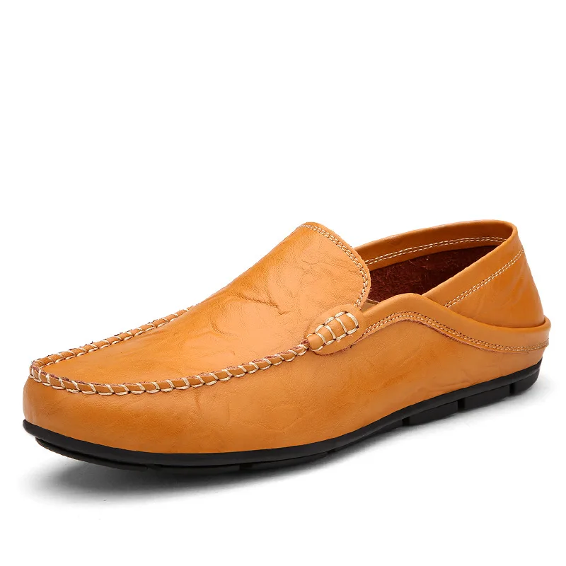 JNNGRIOR Big Size 38-47 Slip on Casual Men Loafers Comfortable soft bottom Mens Moccasins Shoes Genuine Leather Flat | Обувь