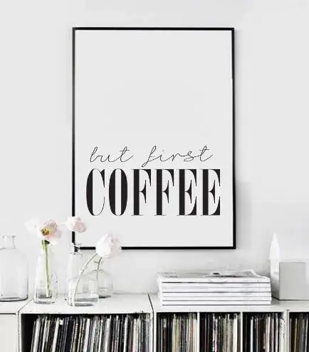 Декор в скандинавском стиле цельные черно белые буквы но первый cofee для домашнего